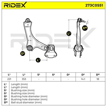 фото thumb №9, Рычаг подвешивание колёса ridex 273c0551 право do ford s-max wa6 s-max cj