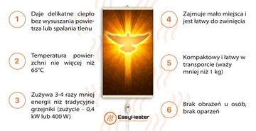 Ścienny grzejnik na podczerwień EasyHeater z regulatorem 430W Duch Święty