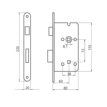 Замок для ванной комнаты Gerda ZW 100 72/60