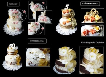 TORT z 2 RĘCZNIKÓW 70x140 Prezent Ślubny na Ślub