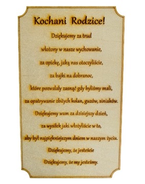 Tabliczka podziękowanie rodzice ślub wesele grawer