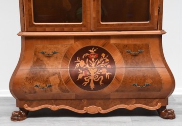 ОРЕХОВЫЙ ВИТРИНА, БАРОККО СЕРВЕР С ИНТАРСАЦИЯЮ, h215x118x48см