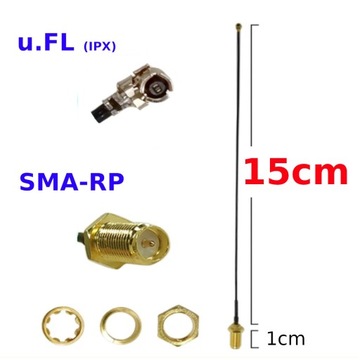 Пигтейл uFL IPEX IPX - SMA-RP розетка 1,13мм 15см