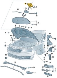 фото thumb №2, Засувка капот передньої skoda rapid оригінал