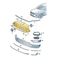 фото thumb №1, Решётка радиатора радиатора чёрный satynowa/chrom блеск vw t-roc oe: 2ga853651rryp