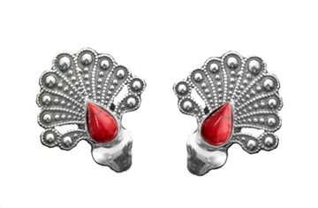 Серебряные зажимы с кораллом