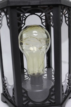 LAMPION Z ŻARÓWKĄ DIODY LED-KAPLICZKA-CZARNA