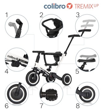 Детский трехколесный беговел PUSH TREMIX UP 6в1 3 КОЛЕСА ДО 25 КГ