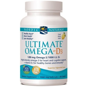 Nordic Naturals Ultimate Omega-D3, 1280 мг — лимон — 60 капсул