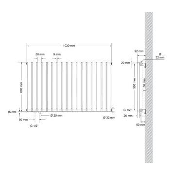 Grzejnik płytowy jednowarstwowy 600x1020 mm