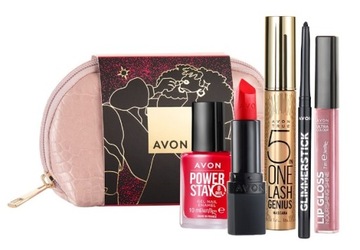 AVON Набор Косметичка Genius Тушь для ресниц Помада Красный лак Блеск для губ Подводка