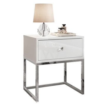 Прикроватная тумбочка BLANCO GLAMOR, хром, ручка из хрусталя