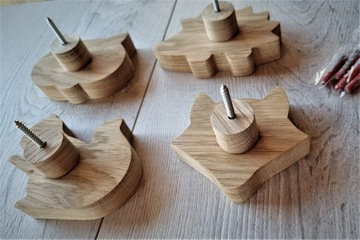 Деревянная настенная вешалка, животные, набор из дуба