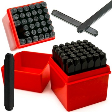 NUMERATORY ZNACZNIKI LITERY CYFRY STEMPLE ZNAKI WYBIJAKI DO METALU 6MM 36EL