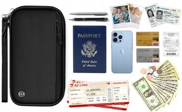 PORTFEL PODRÓŻNY ETUI NA PASZPORT DOKUMENTY RFID