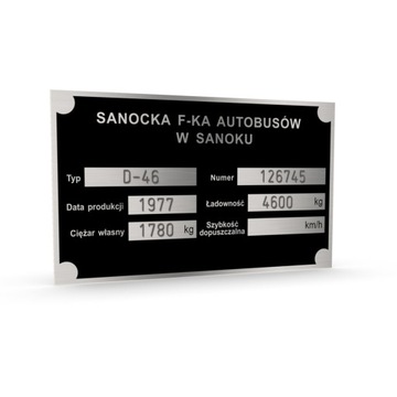 AUTOSAN SANOK TABLICZKA ZNAMIONOWA ZASTĘPCZA DO PRZYCZEPY VIN WYBITA
