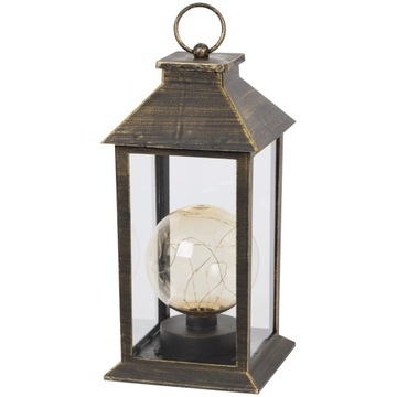 LAMPION LED LATARENKA Z ŻARÓWKĄ LATARENKA LED 14 x 29 cm CZARNO ZŁOTA O