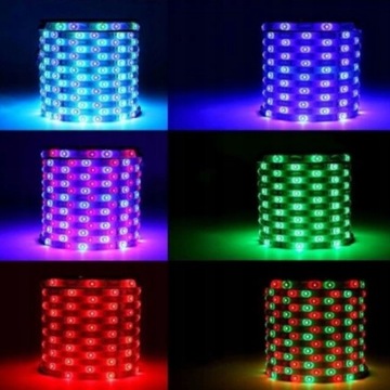 TAŚMA LED 10M RGB LEDY 5050 LISTWA 230v 12v KOLOROWA NA PILOTA WODOODPORNA