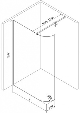 MEXEN KIOTO ŚCIANKA PRYSZNICOWA ZAOKRĄGLONA 120 x 200 CM ZŁOTA szkło 8 mm