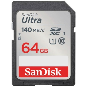Карта памяти SanDisk 64 ГБ Ultra 140 МБ/с SD (SDXC)