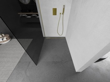 MEXEN KIOTO ŚCIANKA PRYSZNICOWA WALK-IN 100 x 200 CM ZŁOTA szkło 8 mm