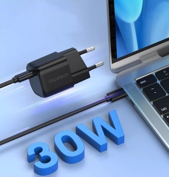 СЕТЕВОЕ ЗАРЯДНОЕ УСТРОЙСТВО CHOETECH GAN USB-C PD 20В 30Вт