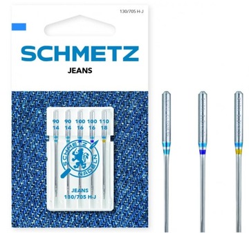 Иглы полуплоские для джинсовой швейной машины SCHMETZ MIX: 90 100 110
