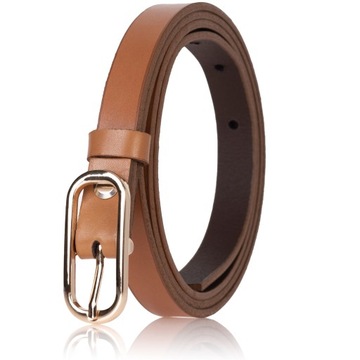 Ремень RUDY узкий кожаный GOLD BUCKLE тонкий 1,5 мм