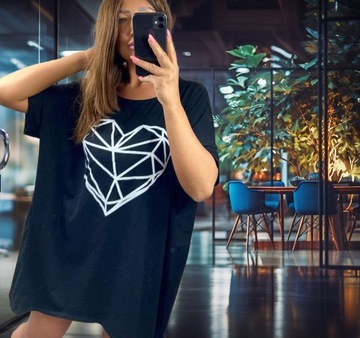 Женская свободная туника, хлопок oversize, большие размеры, черная, размер 52