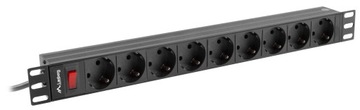 RACK PDU POWER STRIP 1U 19 16A 9X SCHUKO 3M ЧЕРНЫЙ переключатель LANBERG