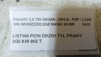 фото thumb №9, Vw passat b8 молдинг двері вертикальний зад праве кліпси 16r