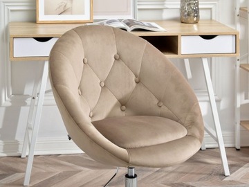 ЭЛЕГАНТНОЕ БЕЖЕВОЕ КРЕСЛО ДЛЯ СТОЛЛА НА КОЛЕСАХ LOUNGE 4 ВЕЛОР ХРОМ