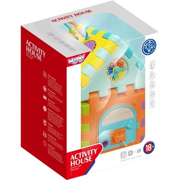 SENSORYCZNY DOMEK SORTER MONTESSORI KLOCKI UKŁADANKA LABIRYNT 7w1 WOOPIE