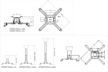 SUPREMA SPIDER МАЛЕНЬКОЕ ПОТОЛОЧНОЕ КРЕПЛЕНИЕ 20 СМ Черный