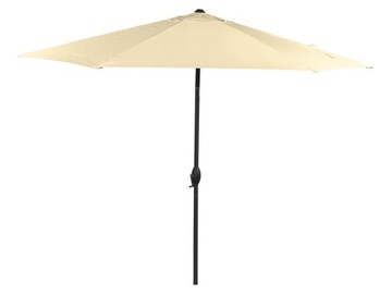 DUŻY PARASOL OGRODOWY BEŻOWY BEŻ 249 X 294 Ø ROZKŁADANY NA KORBĘ TARASOWY