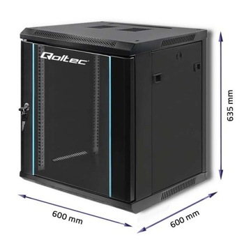 Шкаф Qoltec RACK 19 дюймов / 12U / 600 x 635 x 600 / Черный / Подвесной