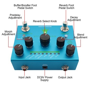 MOSKYAudio Педаль эффектов для гитары, цифровой ревербератор
