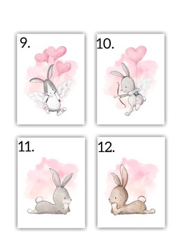 Комплект из 3 картинок формата А4, свидетельство о рождении, постер, кролик.