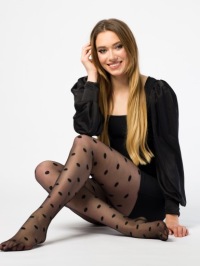 Милые колготки в горошек и сердечки CALZE MODA бежевые R-4