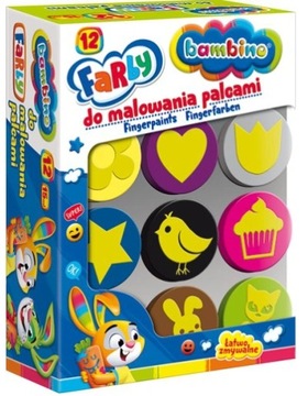 КРАСКИ + ШТАМПЫ для пальчиковой росписи, 12 цветов BAMBINO
