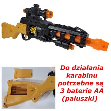 KARABIN NA BATERIE RUCHOMA LUFA czerwony LASER obrotowe KULE DZWIĘK LED