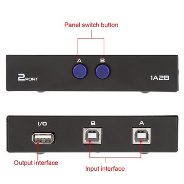 2/4-портовый USB 2.0 ручной переключатель общего доступа для ПК, принтера, сканера