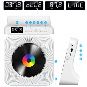 PRZENOŚNY ODTWARZACZ CD DISCMAN MINI FM RADIO BT
