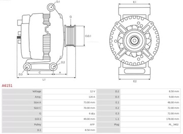 фото thumb №6, A6151 генератор ford focus c-max/ii as-pl