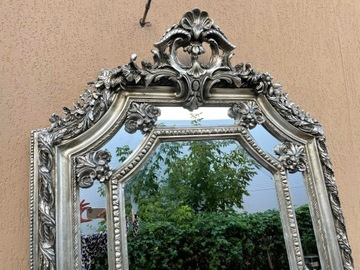 LUSTRO SREBRNA ZDOBNA RAMA Z KORONĄ BAROKOWE 210CM