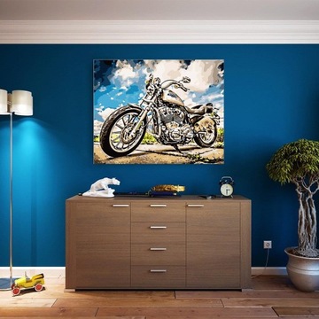 MALOWANIE PO NUMERACH Motocykl Obraz Do Malowania Po Numerach 40x50 ARTNAPI