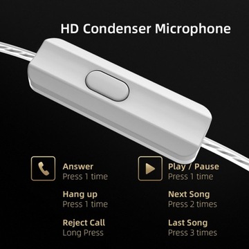 Podwójne hybrydowe słuchawki douszne 0,75 mm 2Pin HiFi Bass Wyjmowane czarne z mikrofonem
