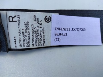 фото thumb №9, Pas безпеки зад правий infiniti qx60 jx