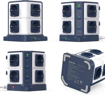 ЗАРЯДНАЯ СТАНЦИЯ ДОКЦИЯ POWER TOWER 8 РОЗЕТОК BESTEK EFFICIENT 3600W PRO