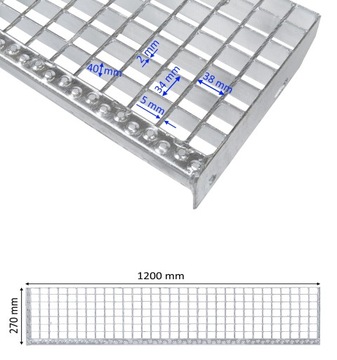 Ступеньки WEMA 1200x270 мм | оцинкованный | 40x2 мм | усиленный - сплошной